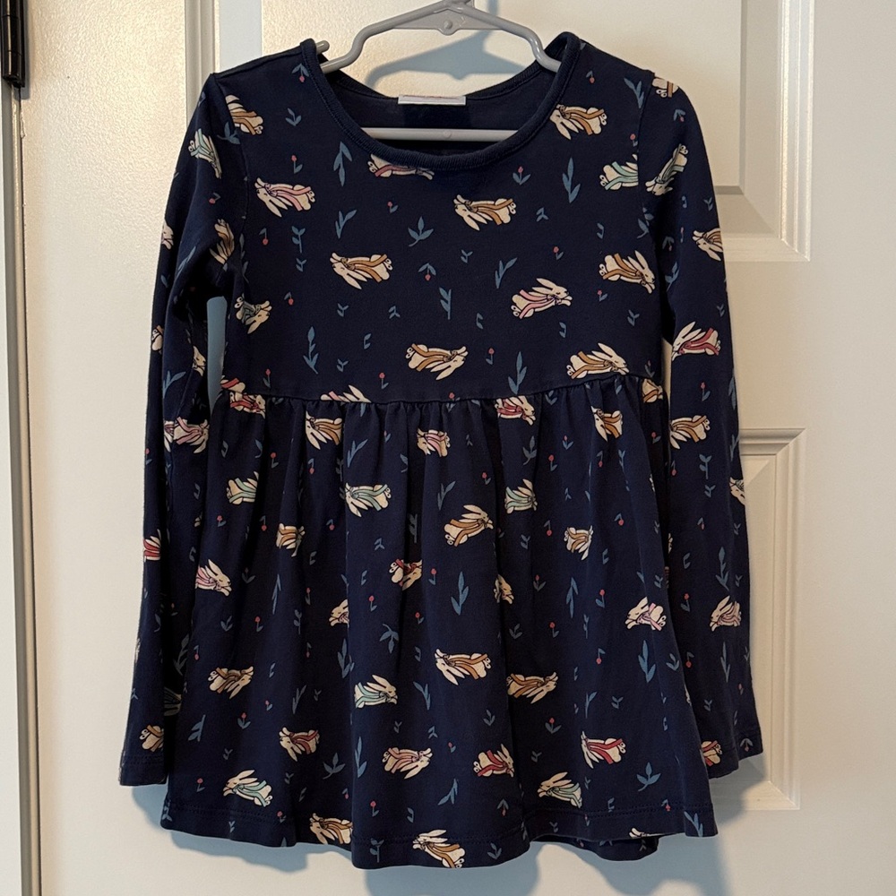 Hanna Andersson Long Sleeve Navy Bunny Dress